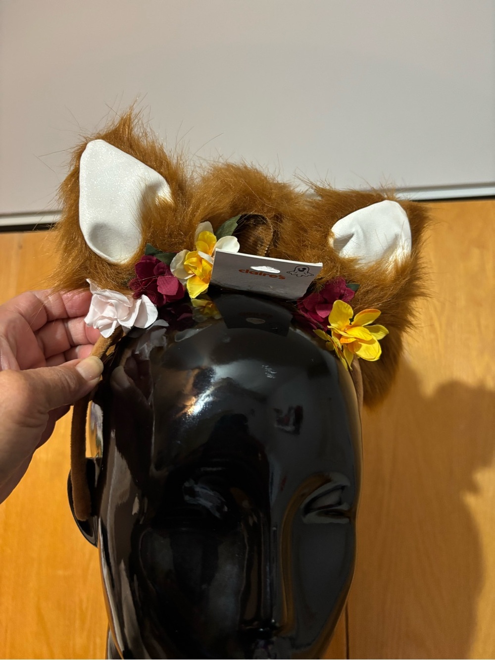 Claire's Brown Faux Fur Fox Ear Headband with Floral Accents